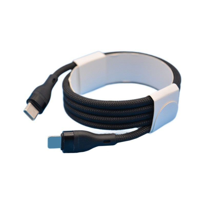 Cablu de Date si Incarcare Rapida USB-C la Lightning, Power Delivery 20W, Nailon Impletit, Compatibil iPhone, 1 m, Negru