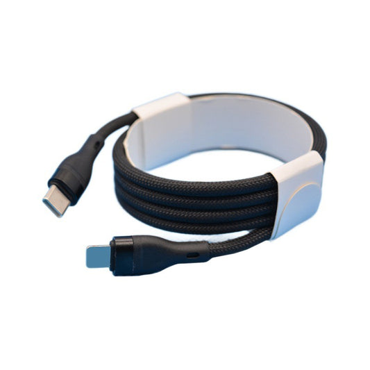 Cablu de Date si Incarcare Rapida, USB-C la Lightning, Power Delivery 20W, Nailon Impletit, 2 m, Negru
