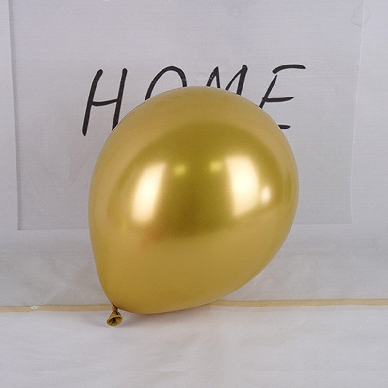 Set 12 Baloane Latex Chrome, Efect Metalizat Lucios, Compatibile Aer sau Heliu, 25 cm, Auriu