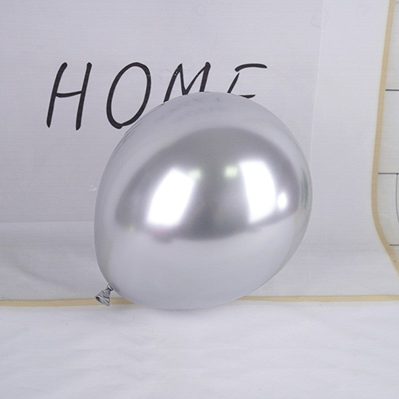 Set 12 Baloane Latex Chrome, Efect Metalizat Lucios, Decoratiuni Petrecere, 13 cm, Argintiu