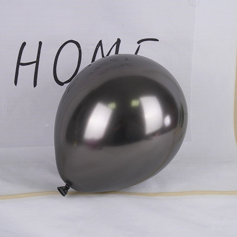 Set 12 Baloane Latex Chrome, Efect Metalizat Lucios, Compatibile Aer sau Heliu, 25 cm, Negru