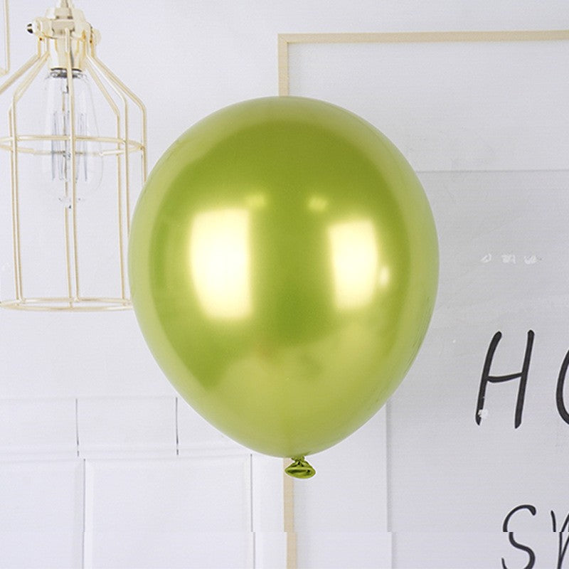 Set 12 Baloane Latex Chrome, Efect Metalizat Lucios, Decor Petreceri, 13 cm, Verde Lime
