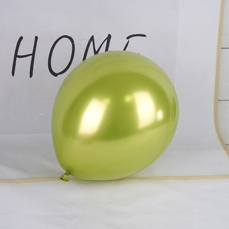Set 12 Baloane Latex Chrome, Efect Metalizat Lucios, Decor Petreceri, 13 cm, Verde Lime