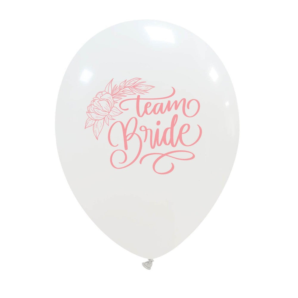 Set 10 Baloane Decorative Echipa Miresei, Accesorii Petrecere Burlacite, Latex Calitate Superioara, Alb si Roz, 25 cm