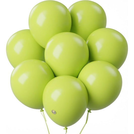Set 12 Baloane din Latex Standard pentru Petreceri, Compatibile cu Aer sau Heliu, 25 cm, Verde Lime