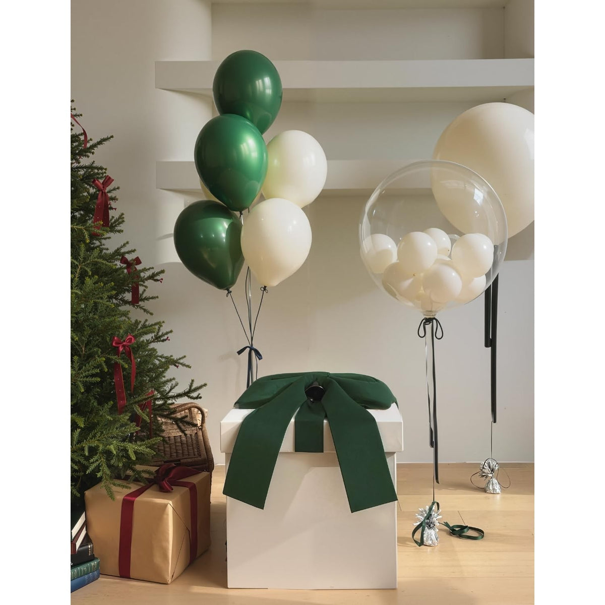 Set 12 Baloane Petrecere, Baloane Colorate pentru Heliu sau Aer, Latex Standard, 25 cm, Verde Inchis