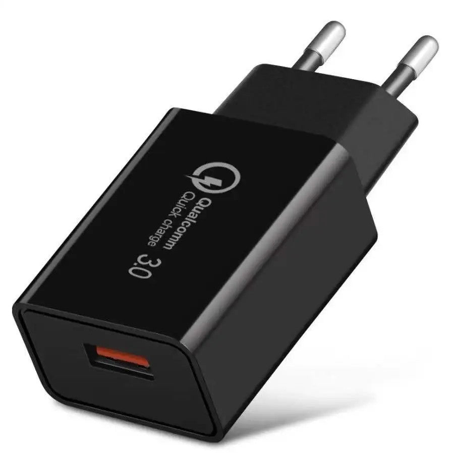 Incarcator Retea Fast Charge, Adaptor Priza Qualcomm Quick Charge 3.0, 18W, 5V 3A, Port USB, Fara Cablu, Negru