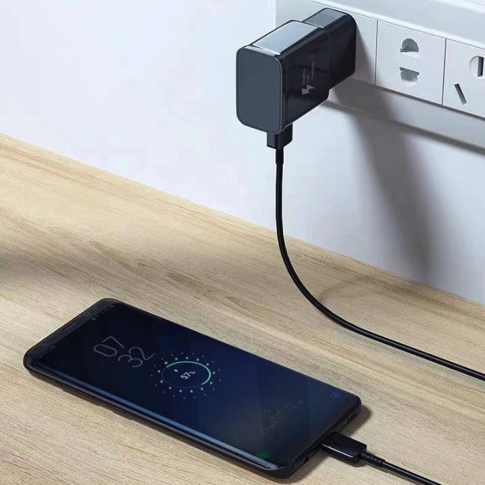 Incarcator Retea pentru Samsung Galaxy S6 si S8, Adaptor Priza Universal USB-A, 15W Adaptive Fast Charging, 2.4A, Negru Lucios