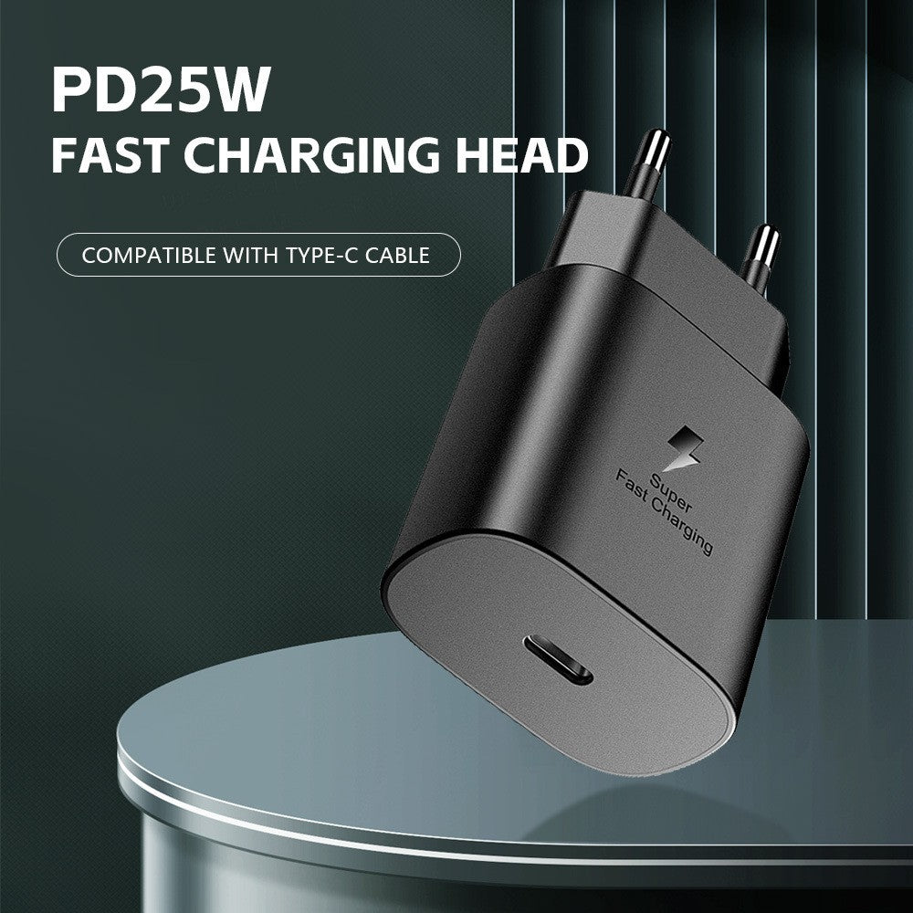 Incarcator Retea Super Fast Charge, Adaptor Universal Port USB-C, Tehnologie Power Delivery 25W, Plastic ABS, Negru
