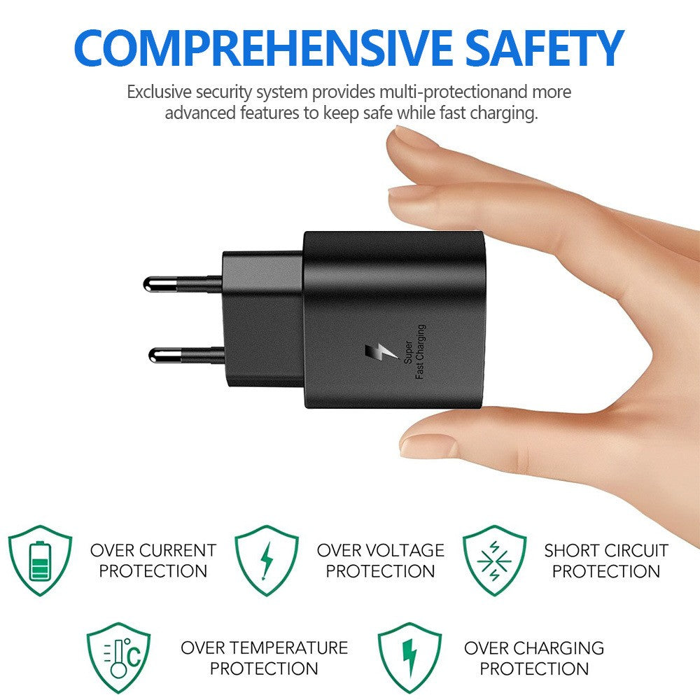 Incarcator Retea Super Fast Charge, Adaptor Universal Port USB-C, Tehnologie Power Delivery 25W, Plastic ABS, Negru