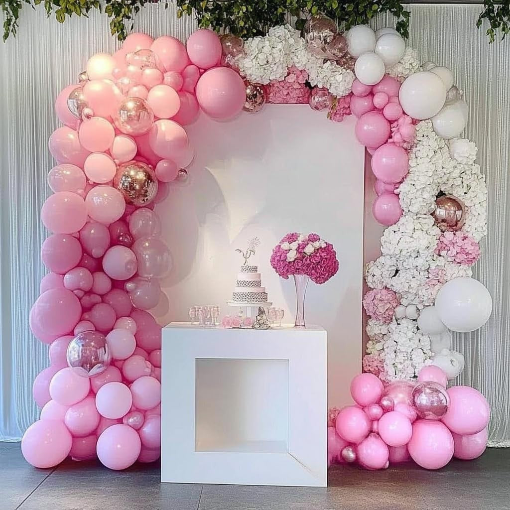 Set 12 Baloane din Latex Standard, Potrivite pentru Aer sau Heliu, Decoratiuni Petrecere, 30 cm, Roz