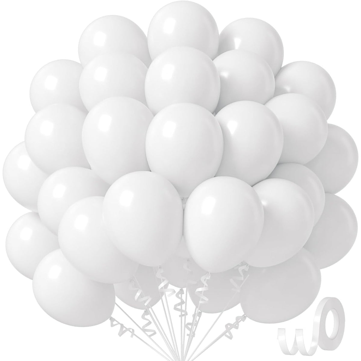 Set 12 Baloane din Latex Standard, Decoratiuni Petreceri, Compatibile Aer sau Heliu, 25 cm, Alb