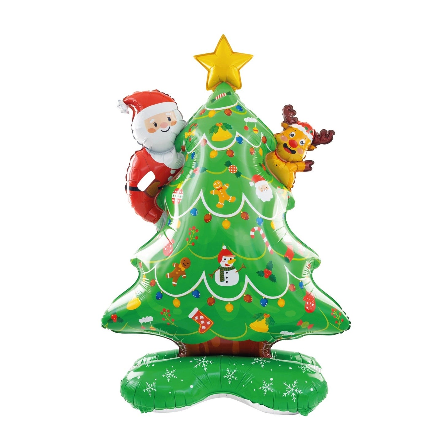 Balon Gigant Brad de Craciun, Decoratiune cu Baza Stabila, Folie de Aluminiu, 62 x 34 x 117 cm, Verde