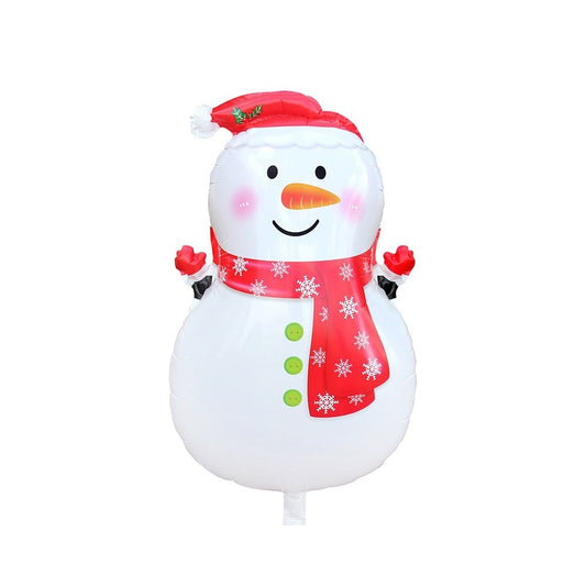 Balon Om De Zapada, Decoratiune Tematica Craciun, Material Folie De Aluminiu, 65 x 43 cm, Alb/Rosu