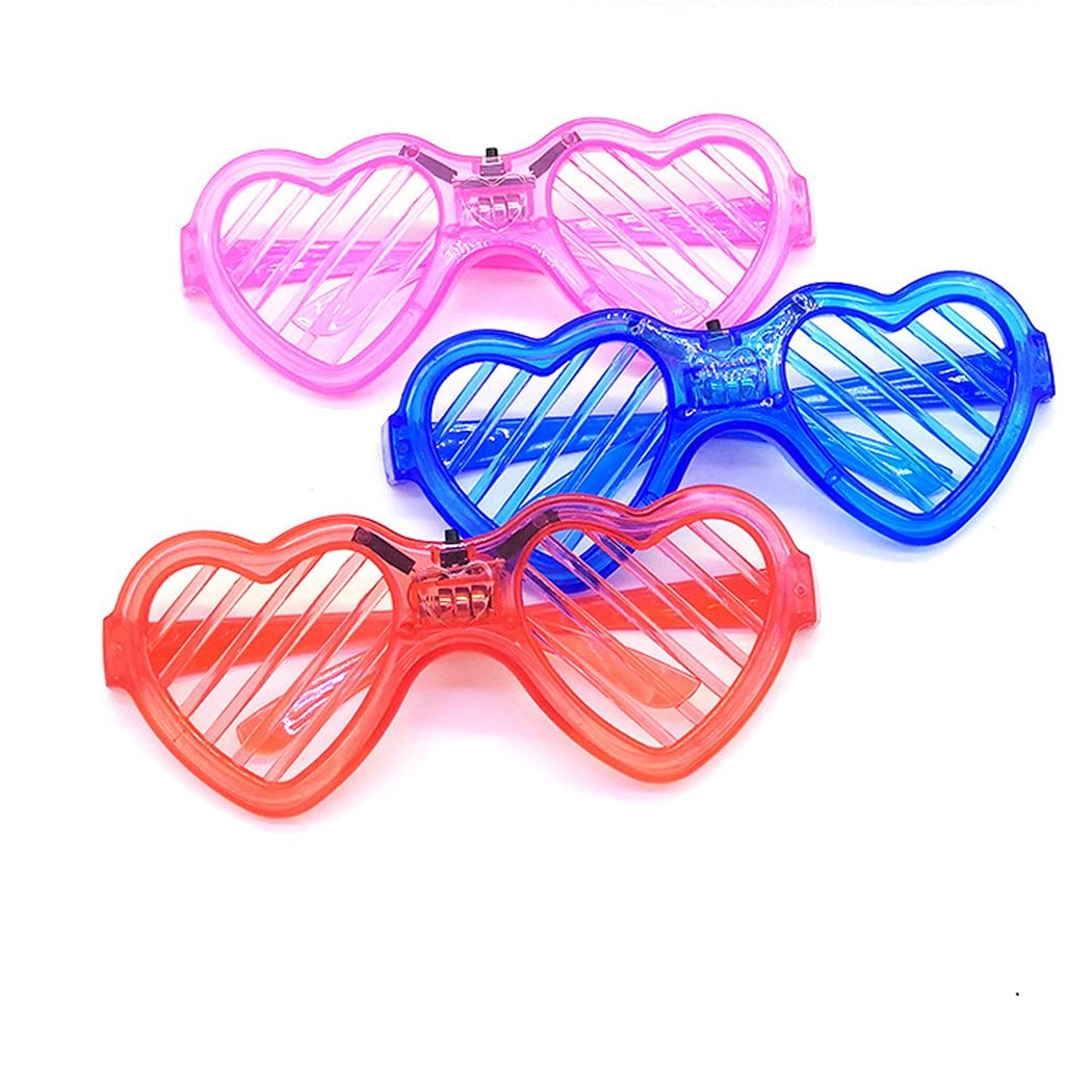 Ochelari de Petrecere cu LED, Model Inima Tip Grilaj, 3 Moduri de Iluminare, Plastic Rezistent, Marime Universala, Baterii Incluse, Multicolor
