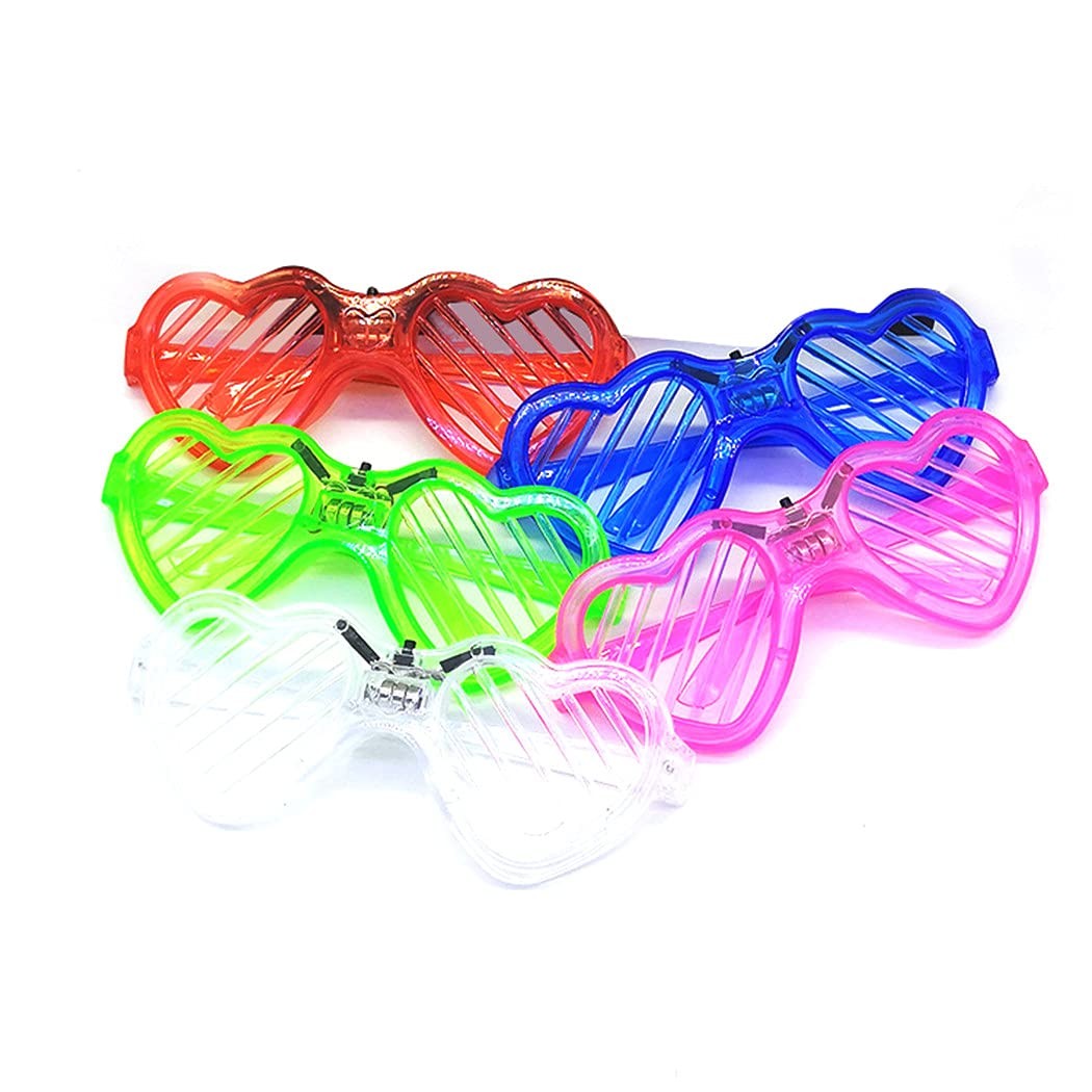 Ochelari de Petrecere cu LED, Model Inima Tip Grilaj, 3 Moduri de Iluminare, Plastic Rezistent, Marime Universala, Baterii Incluse, Multicolor