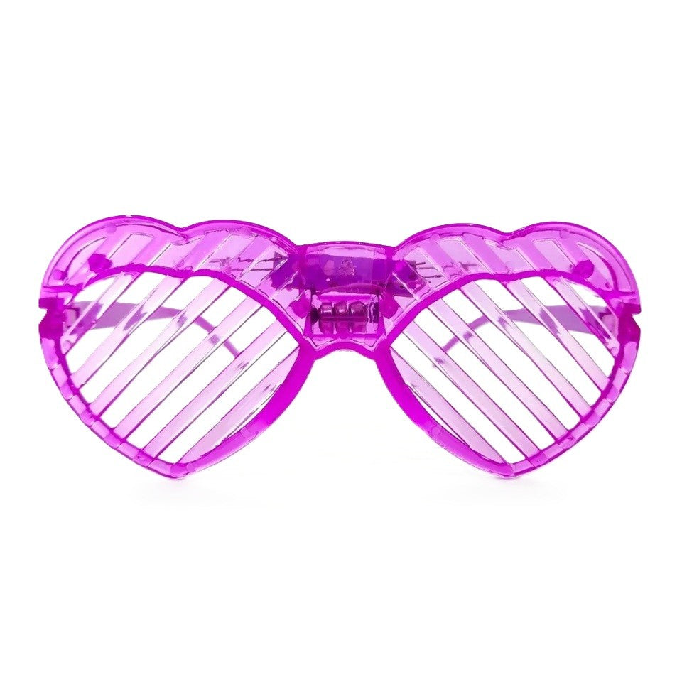 Ochelari de Petrecere cu LED, Model Inima Tip Grilaj, 3 Moduri de Iluminare, Plastic Rezistent, Marime Universala, Baterii Incluse, Multicolor