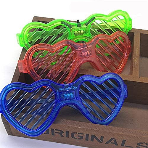 Ochelari de Petrecere cu LED, Model Inima Tip Grilaj, 3 Moduri de Iluminare, Plastic Rezistent, Marime Universala, Baterii Incluse, Multicolor