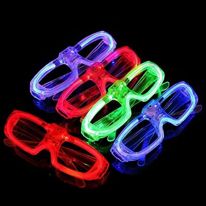 Ochelari de Petrecere cu LED, Model Neon, 3 Moduri de Iluminat, Plastic Rezistent, Include 3 Baterii AG3, Marime Universala, Multicolor