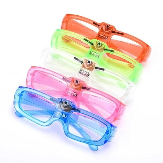 Ochelari de Petrecere cu LED, Model Neon, 3 Moduri de Iluminat, Plastic Rezistent, Include 3 Baterii AG3, Marime Universala, Multicolor