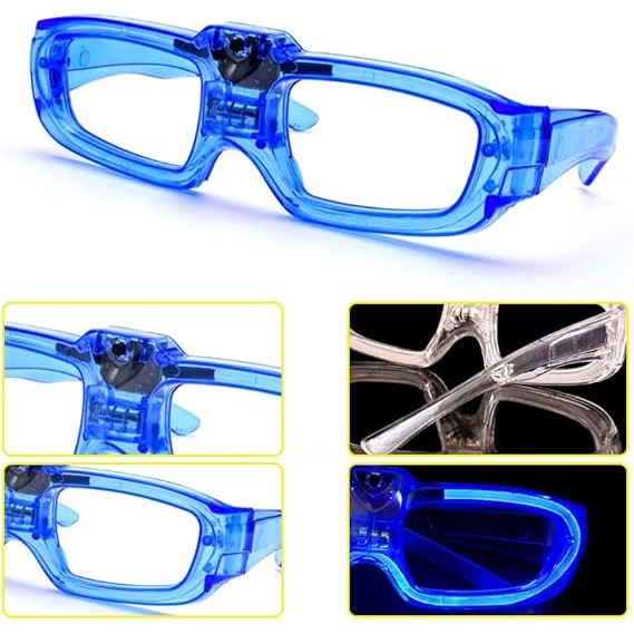 Ochelari de Petrecere cu LED, Model Neon, 3 Moduri de Iluminat, Plastic Rezistent, Include 3 Baterii AG3, Marime Universala, Multicolor