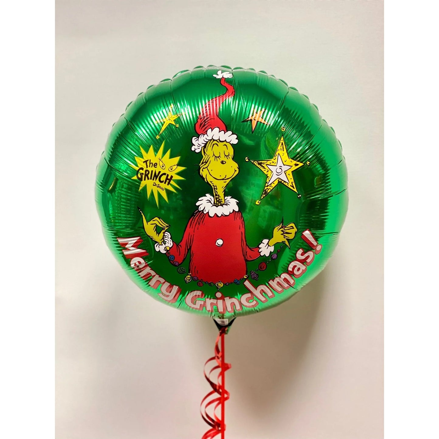 Balon Tematic Craciun Model Grinch, Balon Rotund pentru Petrecere, Folie de Aluminiu, 44x53 cm, Verde
