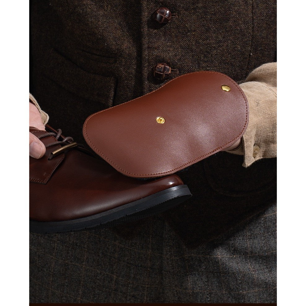 Mănușă Lustruit Pantofi din Piele, Accesoriu Curățare și Îngrijire Încălțăminte, PVC și Imitație Lână Catifelată, Maro, 18.2 x 12 x 10.8 cm