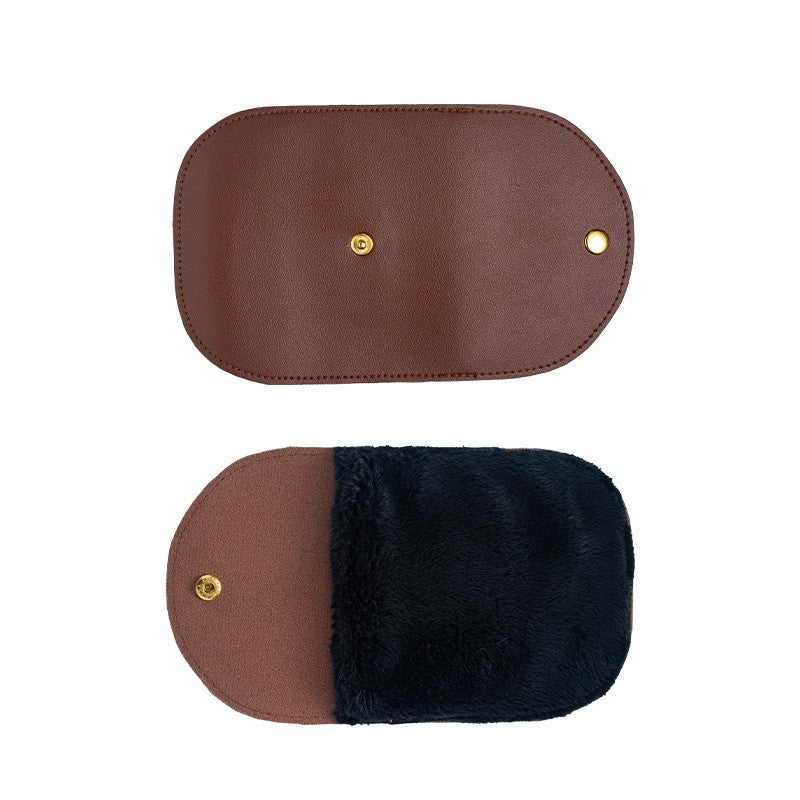 Mănușă Lustruit Pantofi din Piele, Accesoriu Curățare și Îngrijire Încălțăminte, PVC și Imitație Lână Catifelată, Maro, 18.2 x 12 x 10.8 cm