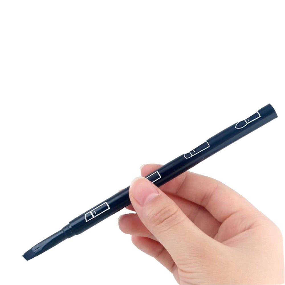 Set Pensule Machiaj 4in1, Design Portabil cu Capete Interschimbabile pentru Ochi, Sprancene si Buze, Maner Plastic, 16 cm, Negru
