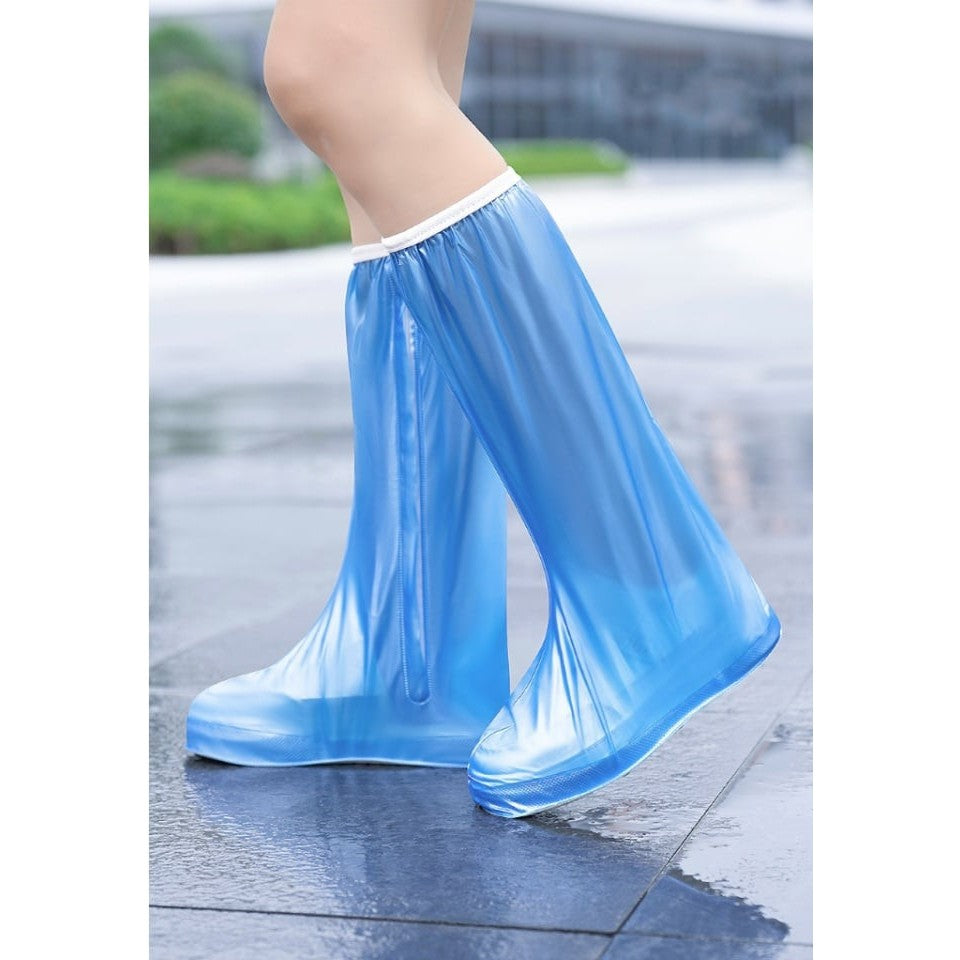 Huse Protecție Încălțăminte pentru Ploaie și Noroi, Impermeabile, Talpă Antiderapantă cu Fermoar și Capsă, PVC Rezistent, Înălțime 40 cm, Albastru, Mărime XL 40-41