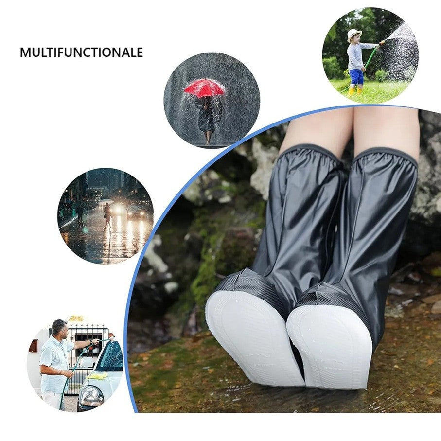 Huse Protectie Incaltaminte, Protectii Impermeabile pentru Ploaie si Noroi, Talpa Antiderapanta, Inchidere cu Fermoar si Capsa, PVC Rezistent, Inaltime 40 cm, Marime L 39-40, Negru