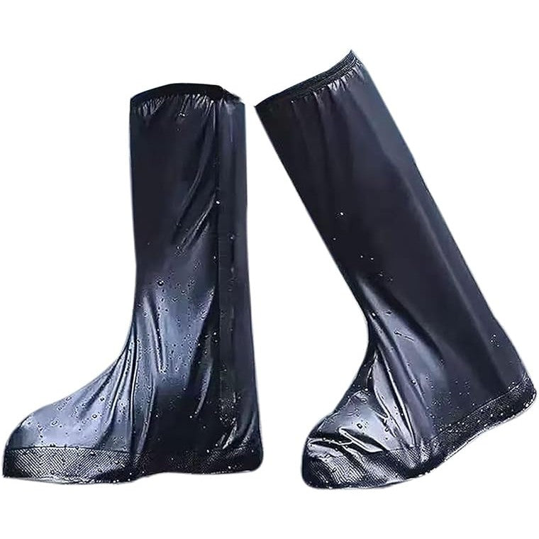 Huse Protectie Incaltaminte, Protectii Impermeabile pentru Ploaie si Noroi, Talpa Antiderapanta, Inchidere cu Fermoar si Capsa, PVC Rezistent, Inaltime 40 cm, Marime L 39-40, Negru