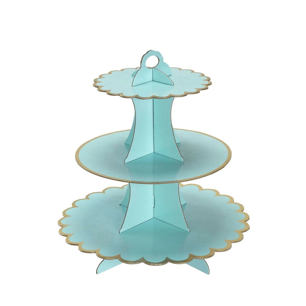 Etajera pentru Prajituri si Cupcakes, Suport Deserturi cu 3 Nivele, Carton Rezistent, Inaltime 38 cm, Diametru 16/22/29 cm, Albastru