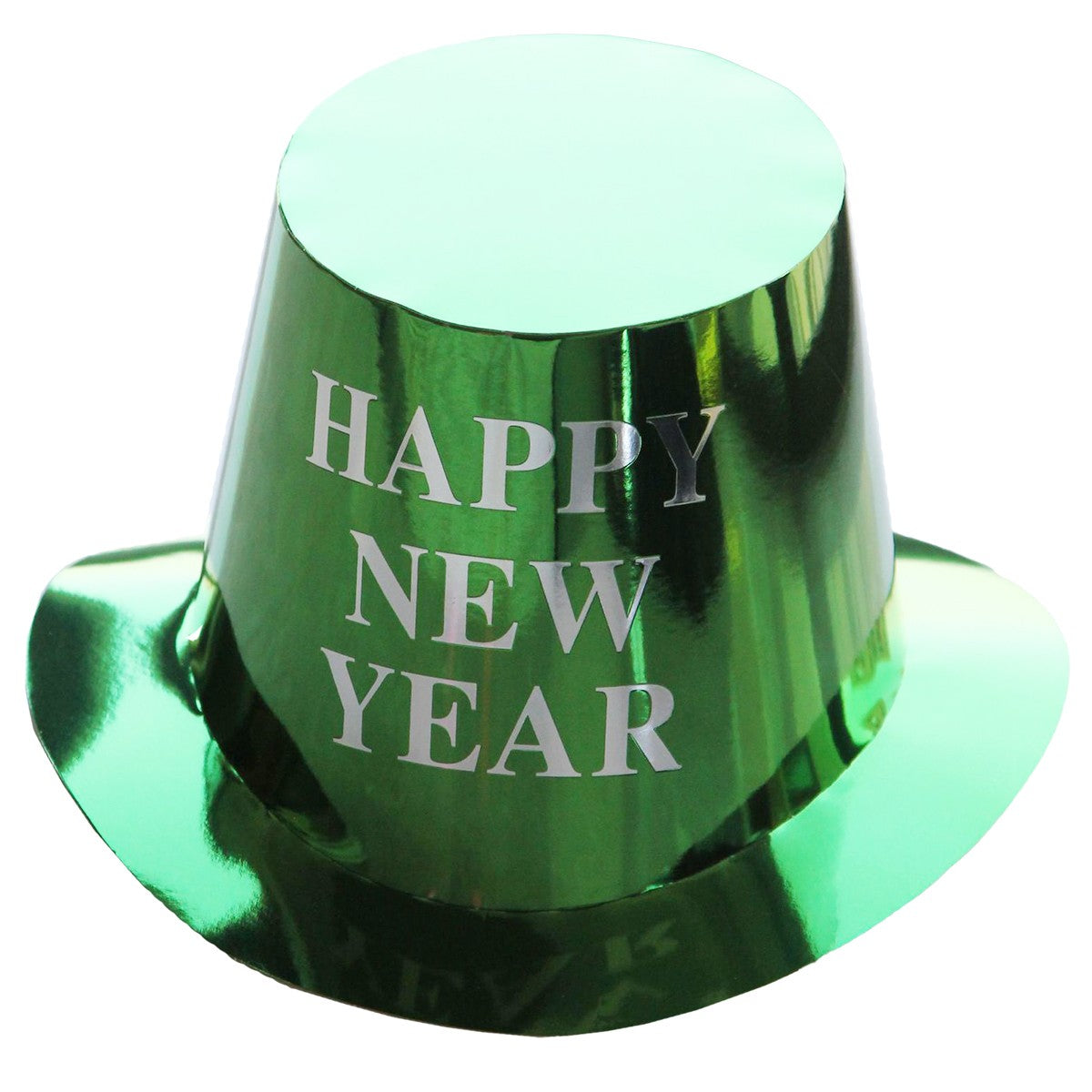 Palarie Festiva Revelion, Inscriptie Happy New Year, Accesoriu Party cu Finisaj Lucios, Hartie, 29 x 25 x 15.5 cm, Verde Sclipitor