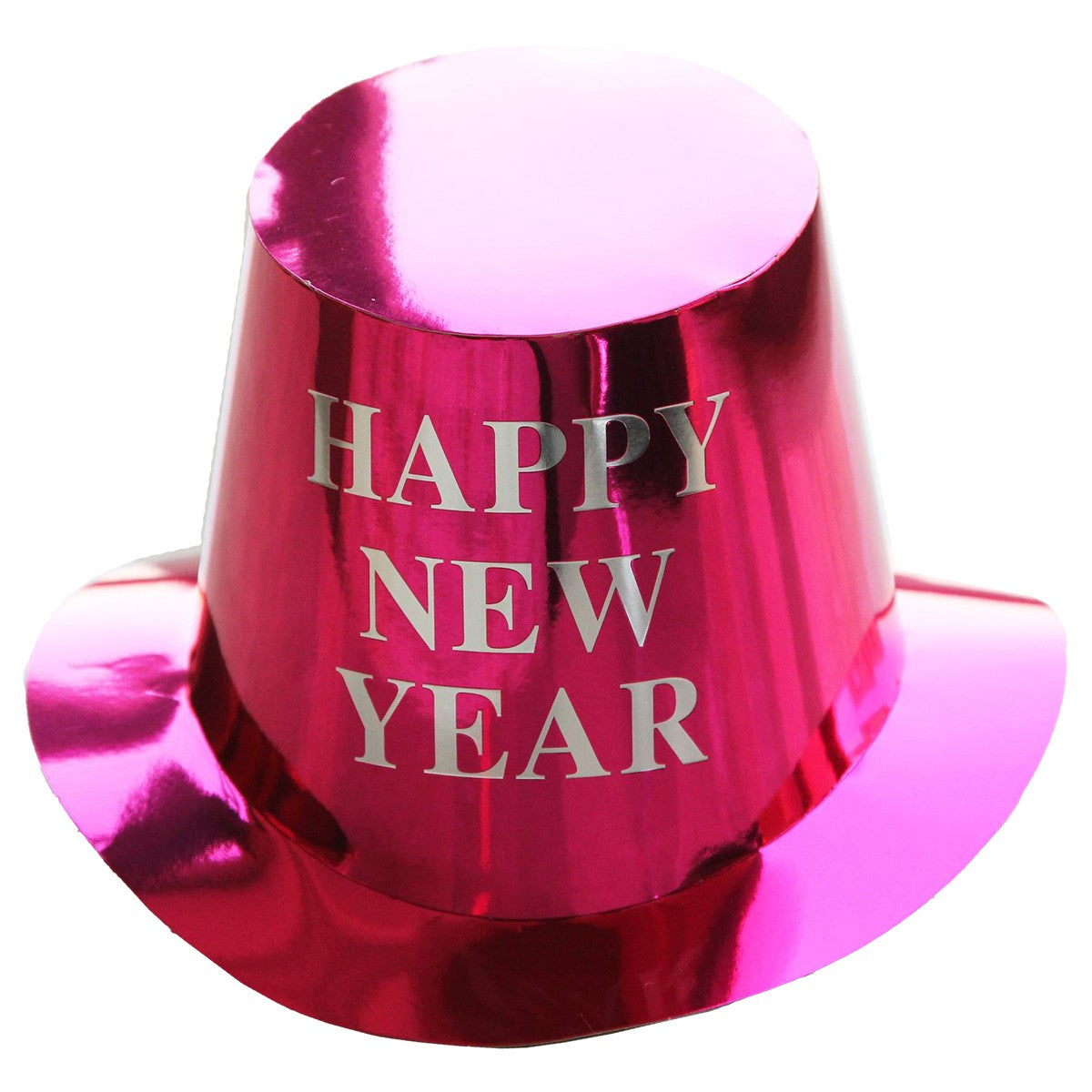 Palarie Festiva Happy New Year pentru Revelion, Accesoriu Petrecere cu Inscriptie Stralucitoare, Hartie Lucioasa, 29 x 25 x 15.5 cm, Roz Sclipitor