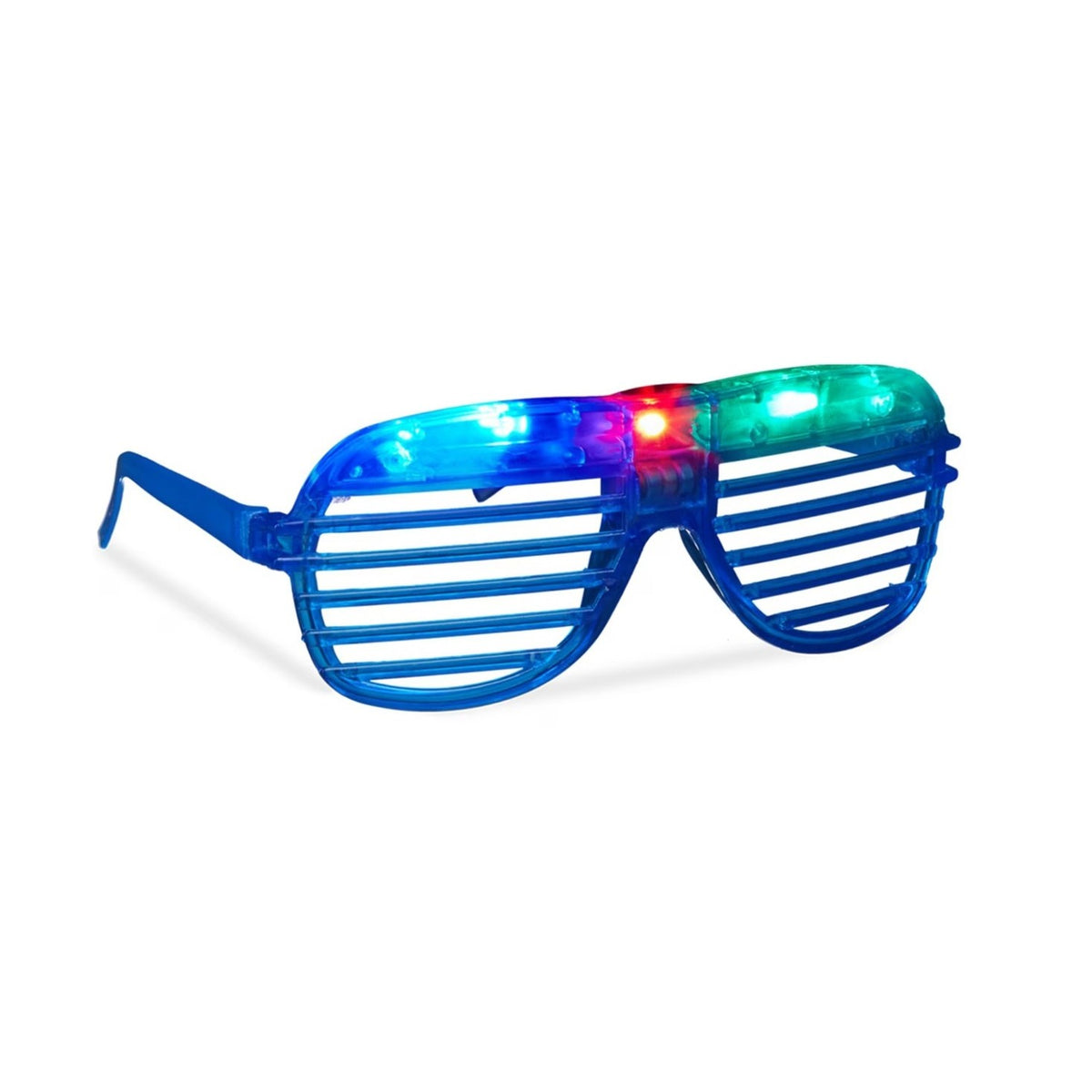 Ochelari de Petrecere cu LED, Model Grilaj Jaluzele, 3 Moduri de Iluminat, Plastic Rezistent, 3 Baterii AG3 Incluse, Marime Universala, Multicolor