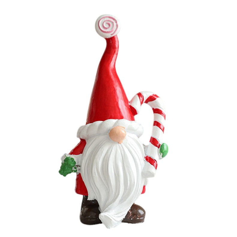 Ornament de Craciun Tip Spiridus, Decoratiune pentru Birou si Masa, Rasina Rezistenta, 14.5 x 7 x 5 cm, Rosu/Alb/Verde