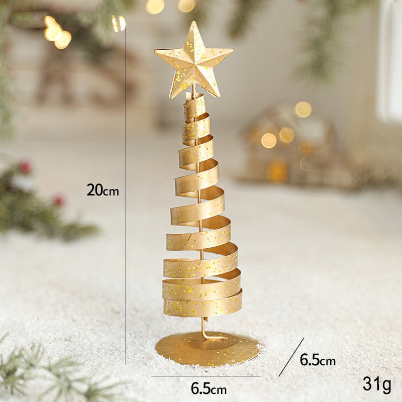 Brad de Craciun Decorativ, Ornament de Masa Tip Bradut, Metal Rezistent, Design Elegant de Sarbatori, Auriu, 20 x 6.5 x 6.5 cm