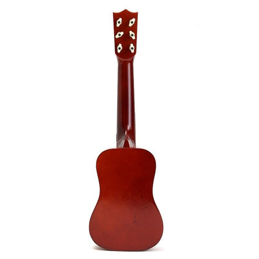 Chitara pentru Copii si Incepatori, Instrument Muzical Educativ cu 6 Corzi din Nailon, Lemn si Plastic, 53.4 x 17.5 x 5.8 cm, Maro Lucios
