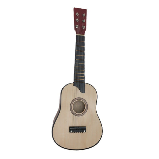Chitară pentru Copii și Începători, Instrument Muzical Educativ cu 6 Corzi din Nailon, Lemn și Plastic, 63.5 x 22 x 5.8 cm, Maro Lucios