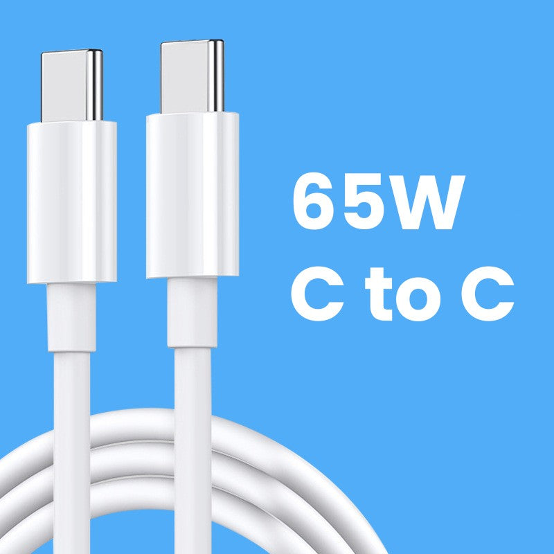 Cablu de Date si Incarcare Rapida USB Type-C la Type-C, Power Delivery 65W, Nucleu 130 Fire Cupru, Compatibil iOS si Android, 1 m, Alb