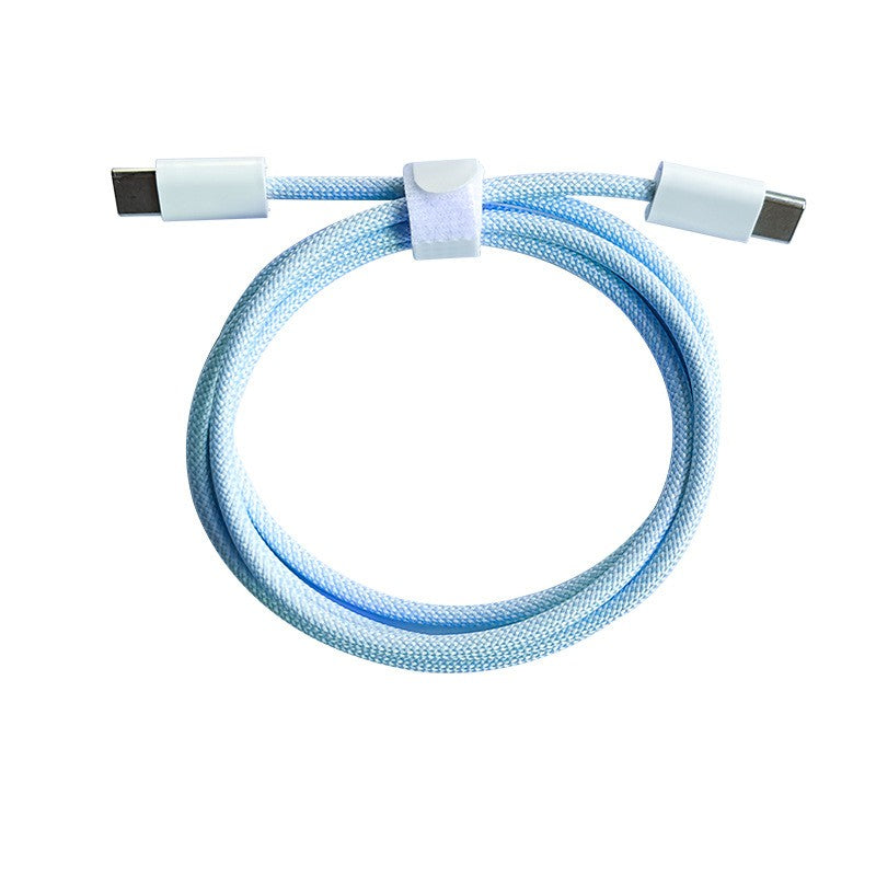 Cablu de Date si Incarcare Rapida, Type-C la Type-C, Universal pentru Telefon si Tableta, Nailon Impletit, 1 m, Albastru