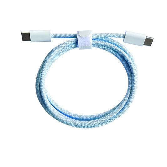 Cablu de Date si Incarcare Rapida, Type-C la Type-C, Universal pentru Telefon si Tableta, Nailon Impletit, 1 m, Albastru