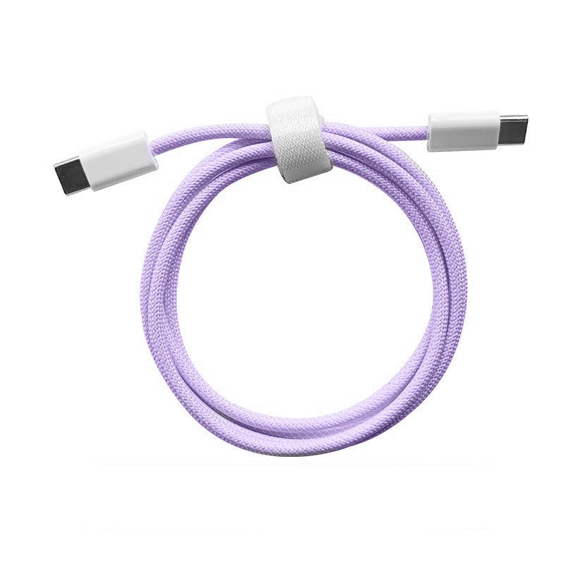 Cablu de Date si Incarcare Rapida USB Type-C la Type-C, Universal pentru Telefoane si Tablete, Invelis Textil din Nailon Impletit, 1 m, Mov