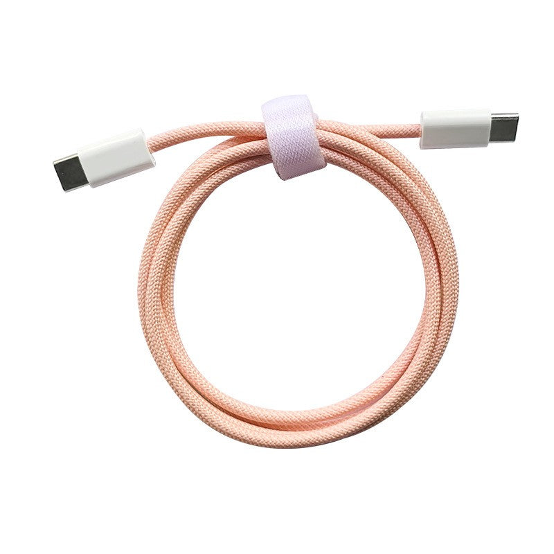 Cablu de Date si Incarcare Rapida Type-C la Type-C, Transfer de Date, Invelis Impletit din Nailon, Compatibil cu Telefon si Tableta, 1 m, Roz