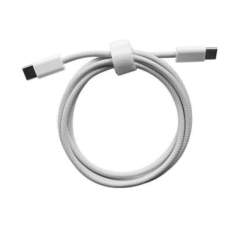 Cablu de Date si Incarcare Rapida, USB Type-C la Type-C, Conectori Reversibili, Invelis Textil din Nailon Impletit, 1 m, Gri