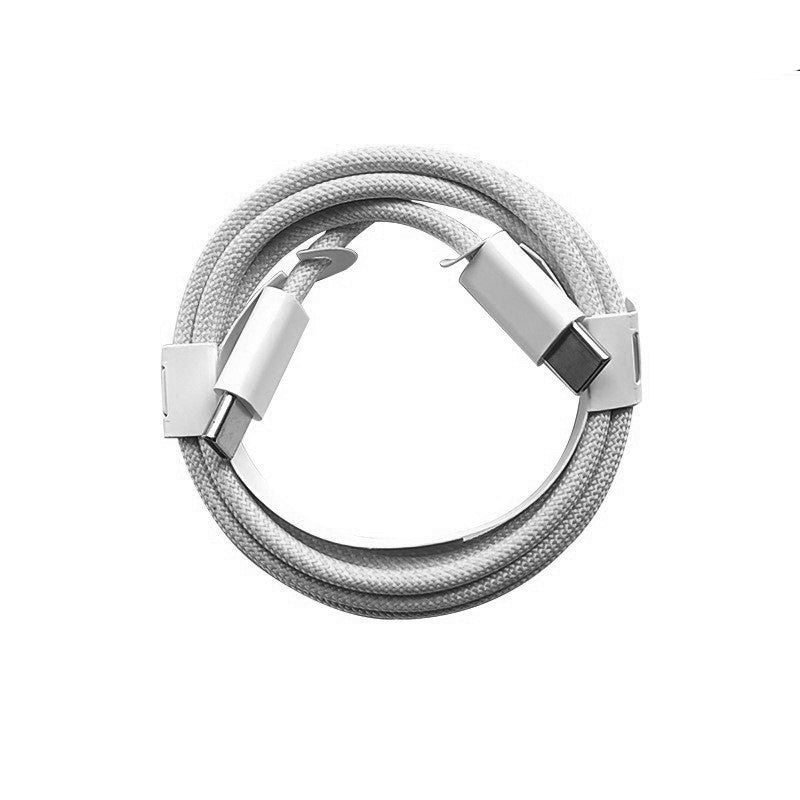 Cablu de Date si Incarcare Rapida, USB Type-C la Type-C, Conectori Reversibili, Invelis Textil din Nailon Impletit, 1 m, Gri