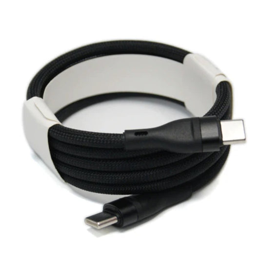 Cablu de Date si Incarcare Rapida, USB Type-C la Type-C, Invelis Textil din Nailon Impletit, Universal pentru Telefon si Tableta, 1 m, Negru