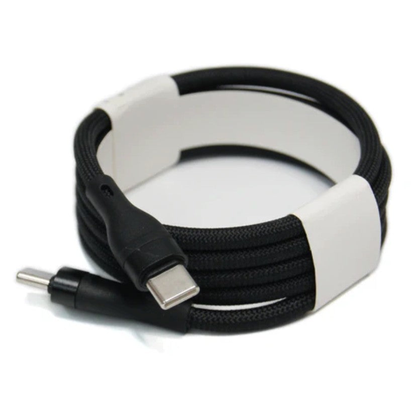 Cablu de Date si Incarcare Rapida, USB Type-C la Type-C, Invelis Textil din Nailon Impletit, Universal pentru Telefon si Tableta, 1 m, Negru
