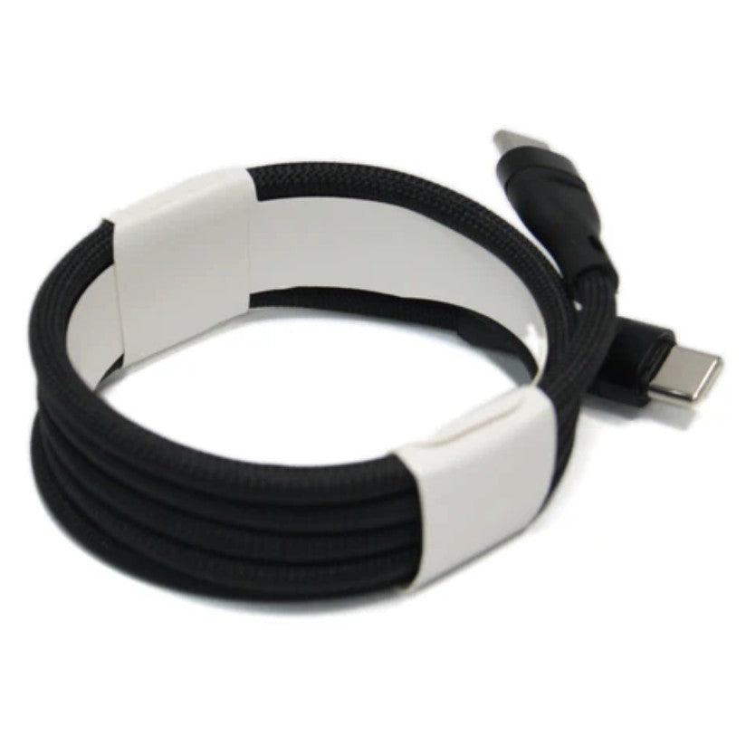 Cablu de Date si Incarcare Rapida, USB Type-C la Type-C, Invelis Textil din Nailon Impletit, Universal pentru Telefon si Tableta, 1 m, Negru